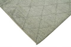 Purpleocco Grey Geometric Wool Cotton Handmade Rug 8'3'' x 9'10''