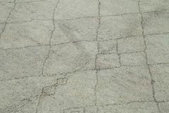 Purpleocco Grey Geometric Wool Cotton Handmade Rug 8'3'' x 9'10''