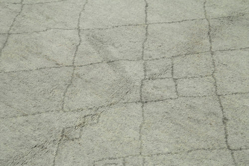 Purpleocco Grey Geometric Wool Cotton Handmade Rug 8'3'' x 9'10''