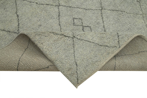 Purpleocco Grey Geometric Wool Cotton Handmade Rug 8'3'' x 9'10''