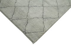 Purpleocco Grey Geometric Wool Cotton Handmade Rug 5'1'' x 6'9''