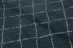 Purpleocco Blue Geometric Wool Cotton Handmade Rug 5'2'' x 7'0''