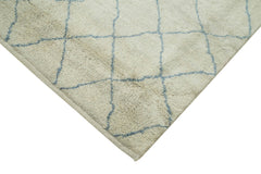 Purpleocco Beige Geometric Wool Cotton Handmade Rug 5'0'' x 7'0''