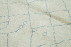 Purpleocco Beige Geometric Wool Cotton Handmade Rug 5'0'' x 7'0''