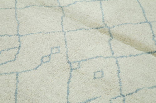 Purpleocco Beige Geometric Wool Cotton Handmade Rug 5'0'' x 7'0''