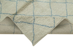 Purpleocco Beige Geometric Wool Cotton Handmade Rug 5'0'' x 7'0''