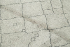 Purpleocco Grey Geometric Wool Cotton Handmade Rug 5'1'' x 6'10''