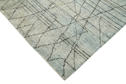 Purpleocco Beige Geometric Wool Cotton Handmade Rug 8'0'' x 9'10''