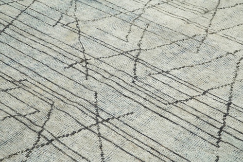 Purpleocco Beige Geometric Wool Cotton Handmade Rug 8'0'' x 9'10''