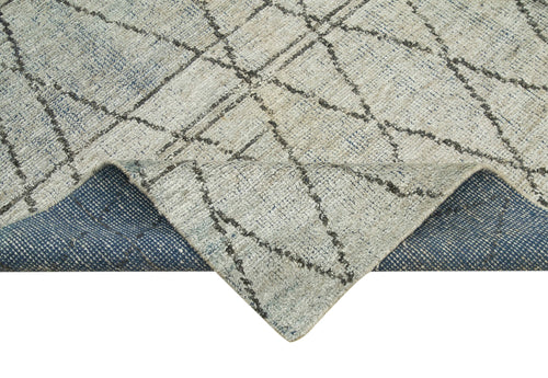 Purpleocco Beige Geometric Wool Cotton Handmade Rug 8'0'' x 9'10''