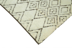 Purpleocco Beige Geometric Wool Cotton Handmade Rug 7'9'' x 9'7''