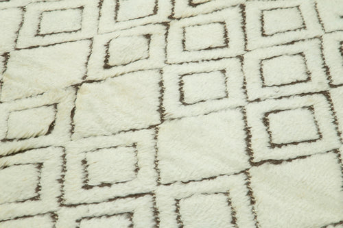 Purpleocco Beige Geometric Wool Cotton Handmade Rug 7'9'' x 9'7''