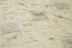 Purpleocco Beige Geometric Wool Cotton Handmade Rug 7'8'' x 9'9''