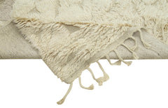 Purpleocco Beige Geometric Wool Cotton Handmade Rug 7'8'' x 9'9''