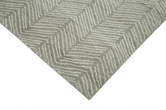 Purpleocco Grey Geometric Wool Cotton Handmade Rug 8'0'' x 9'10''