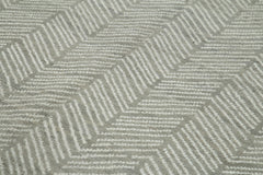 Purpleocco Grey Geometric Wool Cotton Handmade Rug 8'0'' x 9'10''
