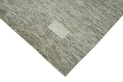 Purpleocco Grey Geometric Wool Cotton Handmade Rug 7'9'' x 9'9''