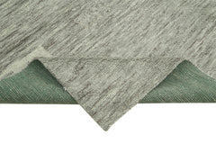 Purpleocco Grey Geometric Wool Cotton Handmade Rug 7'9'' x 9'9''