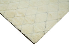 Purpleocco Beige Geometric Wool Cotton Handmade Rug 7'10'' x 9'10''