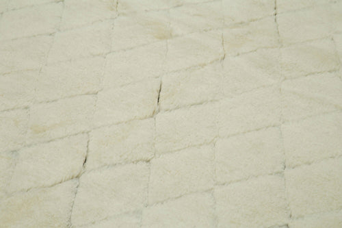 Purpleocco Beige Geometric Wool Cotton Handmade Rug 7'10'' x 9'10''