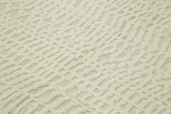 Purpleocco Beige Geometric Wool Cotton Handmade Rug 8'0'' x 10'0''