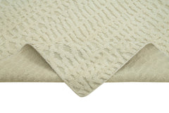 Purpleocco Beige Geometric Wool Cotton Handmade Rug 8'0'' x 10'0''