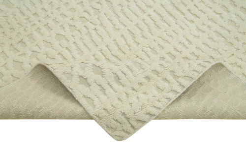 Purpleocco Beige Geometric Wool Cotton Handmade Rug 8'0'' x 10'0''