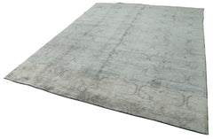 Purpleocco Grey Geometric Wool Cotton Handmade Rug 7'8'' x 9'10''