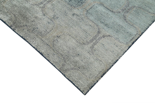 Purpleocco Grey Geometric Wool Cotton Handmade Rug 7'8'' x 9'10''