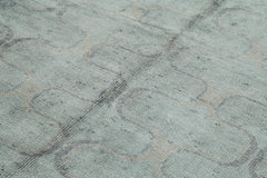 Purpleocco Grey Geometric Wool Cotton Handmade Rug 7'8'' x 9'10''