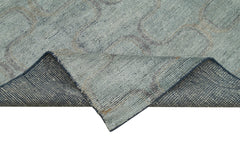 Purpleocco Grey Geometric Wool Cotton Handmade Rug 7'8'' x 9'10''