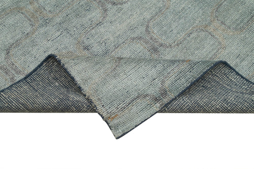 Purpleocco Grey Geometric Wool Cotton Handmade Rug 7'8'' x 9'10''