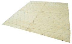 Purpleocco Beige Geometric Wool Cotton Handmade Rug 7'11'' x 8'3''