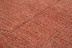 Purpleocco Red Geometric Wool Cotton Handmade Rug 7'4'' x 11'0''