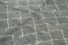 Purpleocco Grey Geometric Wool Cotton Handmade Rug 6'4'' x 9'1''