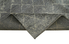 Purpleocco Grey Geometric Wool Cotton Handmade Rug 6'4'' x 9'1''