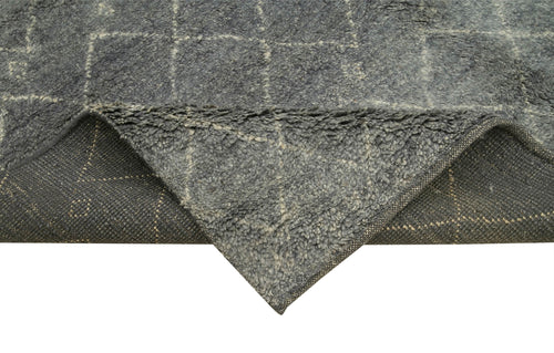 Purpleocco Grey Geometric Wool Cotton Handmade Rug 6'4'' x 9'1''