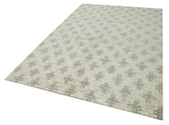 Purpleocco Beige Geometric Wool Cotton Handmade Rug 6'0'' x 9'0''