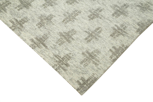 Purpleocco Beige Geometric Wool Cotton Handmade Rug 6'0'' x 9'0''