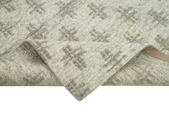 Purpleocco Beige Geometric Wool Cotton Handmade Rug 6'0'' x 9'0''