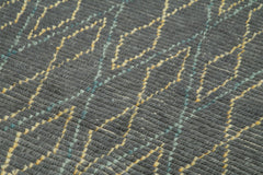 Purpleocco Grey Geometric Wool Cotton Handmade Rug 5'0'' x 8'0''