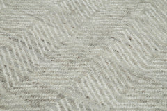 Purpleocco Grey Geometric Wool Cotton Handmade Rug 5'1'' x 8'1''