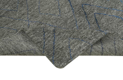 Purpleocco Grey Geometric Wool Cotton Handmade Rug 6'0'' x 9'0''