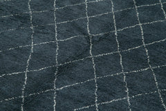 Purpleocco Blue Geometric Wool Cotton Handmade Rug 6'1'' x 8'10''