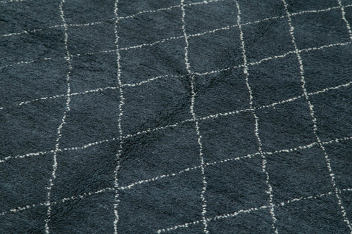 Purpleocco Blue Geometric Wool Cotton Handmade Rug 6'1'' x 8'10''