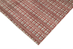 Purpleocco Red Geometric Wool Cotton Handmade Rug 5'8'' x 7'10''