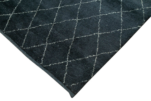 Purpleocco Blue Geometric Wool Cotton Handmade Rug 8'2'' x 10'0''