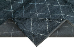 Purpleocco Blue Geometric Wool Cotton Handmade Rug 8'2'' x 10'0''