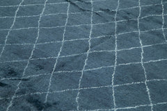 Purpleocco Blue Geometric Wool Cotton Handmade Rug 8'2'' x 10'0''