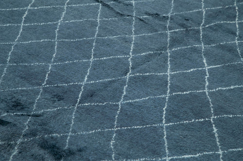 Purpleocco Blue Geometric Wool Cotton Handmade Rug 8'2'' x 10'0''